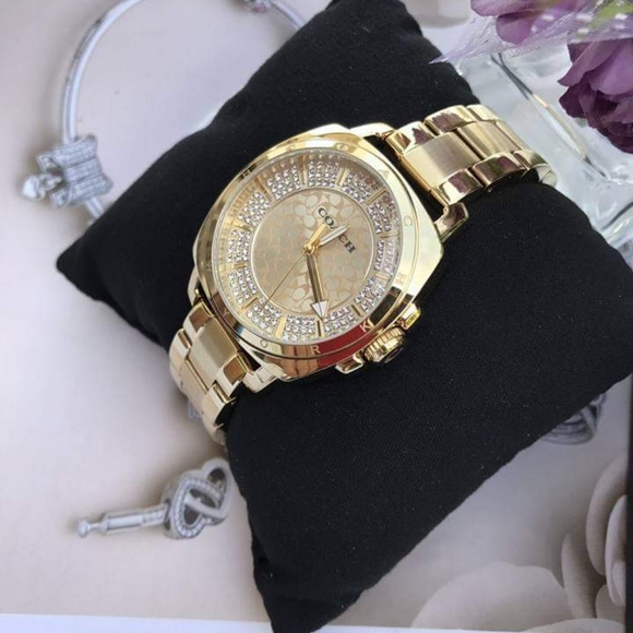 ***NEW*** Coach Ladies Coach Boyfriend Small Gold Plated Watch - Picture 5 of 11